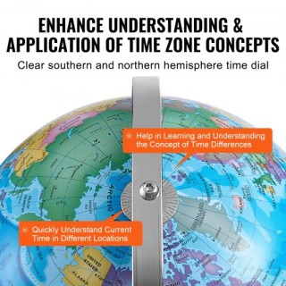 Περιστρεφόμενη Υδρόγειος Σφαίρα VEVOR με Βάση, 33 εκ, Εκπαιδευτική ...