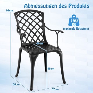 Costway  Σετ 2 Καρεκλών Τραπεζαρίας από Χυτό Αλουμίνιο για Εξωτερικ...