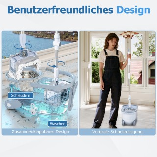 Costway Πολυλειτουργικό Σετ Σφουγγαρίστρας & Κουβά με Διαστάσεις 50...