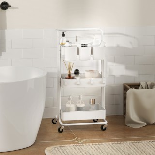 HOMCOM Πολυχρηστικό Καρότσι Κουζίνας 3 Επιπέδων με Αποσπώμενα Καλάθ... HOMCOM Πολυχρηστικό Καρότσι Κουζίνας 3 Επιπέδων με Αποσπώμενα Καλάθ...