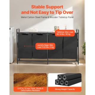 VEVOR Πτυσσόμενος Διαχωριστής Καλλωπισμού με Σάκους και Ξύλινη Επιφ...