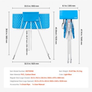 VEVOR Πτυσσόμενη Μπανιέρα για Σκύλους, Υψωμένη, Ανοιχτό Γαλάζιο, Στ... VEVOR Πτυσσόμενη Μπανιέρα για Σκύλους, Υψωμένη, Ανοιχτό Γαλάζιο, Στ...