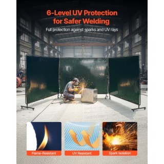 VEVOR Οθόνη Συγκόλλησης με Πλαίσιο, 3-Πάνελ από Ανθεκτικό Βινύλιο μ...