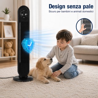 BAKAJI Κάθετος Μαύρος Πύργος Ανεμιστήρας-Ψυκτήρας 60W με 3 Ταχύτητε...