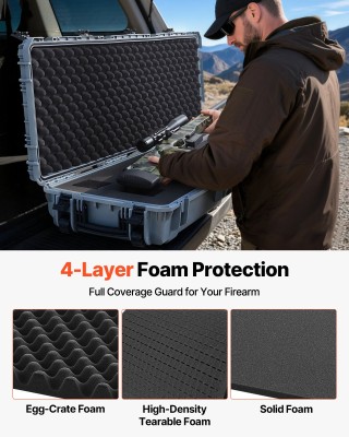 VEVOR Αδιάβροχη & Στεγανή Θήκη Όπλου, 1320mm Με Προκομμένους Αφρούς...