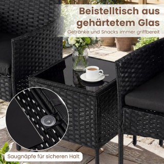 Costway Σετ Επίπλων Μπαλκονιού 3 Τεμαχίων από Ρατάν με 2 Καρέκλες κ...