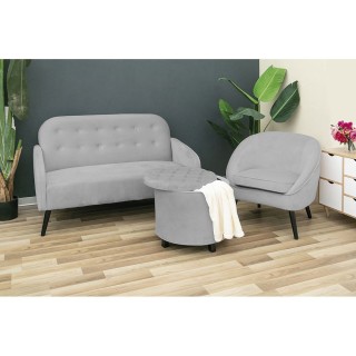 Galileo Διώδιος καναπές σε ανοιχτό γκρι χρώμα με βελούδινη υφή υφάσ...