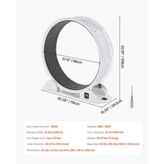 VEVOR Ρόδα Άσκησης Για Γάτες Με Βηματομετρητή 40.8 Λευκός Διάδρομος...