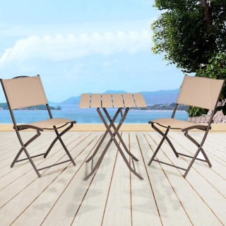 BAKAJI Σετ Πτυσσόμενο Τραπέζι με 2 Καρέκλες Μπεζ Εξωτερική Διακόσμ... BAKAJI Σετ Πτυσσόμενο Τραπέζι με 2 Καρέκλες Μπεζ Εξωτερική Διακόσμ...