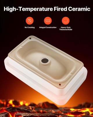 VEVOR Ορθογώνιος Λευκός Κεραμικός Νιπτήρας 490 x 305 mm για Μικρό Μ...