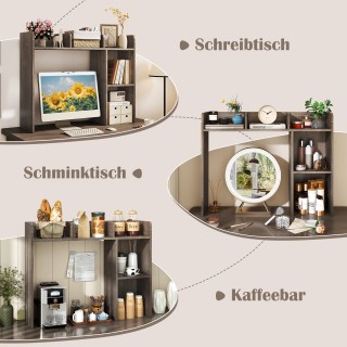 Costway Γκρι Ξύλινη Πολυλειτουργική Ραφιέρα Γραφείου με 4 Ράφια και...