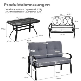Costway  Σετ Εξωτερικού Χώρου Διθέσιου Καναπέ με Τραπέζι Καφέ - Άνε...