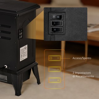 HOMCOM Φορητή Ηλεκτρική Σόμπα 1000W/2000W με Εφέ Φλόγας, από ABS κα...
