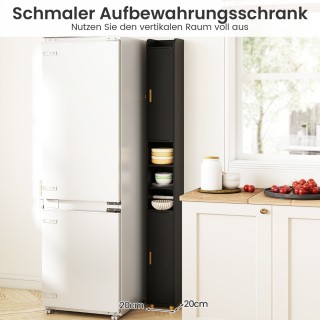 Costway Υψηλό Μαύρο Λεπτό Μπάνιου Ντουλάπι με Ρυθμιζόμενα Ράφια JV1...