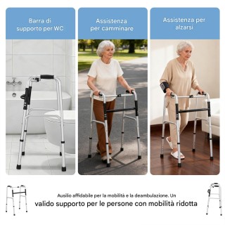 BAKAJI Ρυθμιζόμενη Κατά Ύψος Αλουμινένια Υποστήριξη Περίπατου με Μέ... BAKAJI Ρυθμιζόμενη Κατά Ύψος Αλουμινένια Υποστήριξη Περίπατου με Μέ...