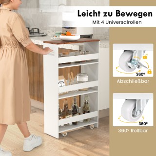 Costway   Τρόλεϊ 4 Επιπέδων με Ρόδες, 20 cm Ιδανικό για Στενούς Χώρ...