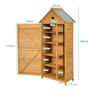 Costway Ξύλινος Εξωτερικός Ντουλάπας Κήπου με 5 Ράφια και Στρογγυλ... Costway Ξύλινος Εξωτερικός Ντουλάπας Κήπου με 5 Ράφια και Στρογγυλ...