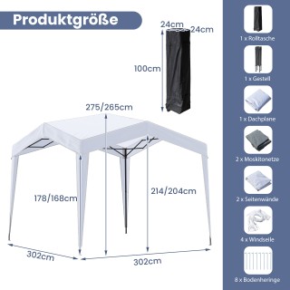 Costway  Πτυσσόμενο Κιόσκι 3x3 με Προστασία UPF50+  με Τσάντα Μεταφ...