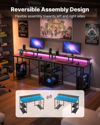 VEVOR Γραφείο Υπολογιστή με LED Φώτα, 120 εκ., με Ρυθμιζόμενη Ράφι ... VEVOR Γραφείο Υπολογιστή με LED Φώτα, 120 εκ., με Ρυθμιζόμενη Ράφι ...