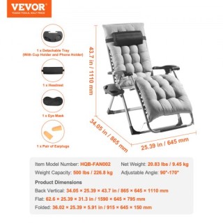 Καρέκλα Βαρύτητας VEVOR 26 για Εσωτερικό & Εξωτερικό Χώρο  LZLTYHS2...