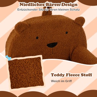 Costway Παιδική πολυθρόνα αρκουδάκι από αφρώδες υλικό με αφαιρούμεν...