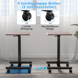 Costway  Ρυθμιζόμενο Γραφείο Laptop με Ρόδες και Μεταλλικό Σκελετό ...