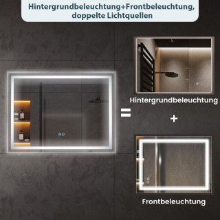 Costway  Καθρέφτης Μπάνιου LED με Φωτισμό Αντιθαμβωτικός Ορθογώνιος...