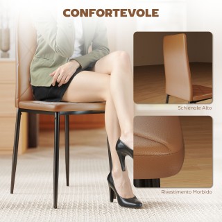 HOMCOM Σετ 4 Μοντέρνες Καρέκλες Τραπεζαρίας με Ψηλή Πλάτη από Συνθε...