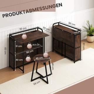 Costway Πτυσσόμενο Γραφείο με Πρίζα και Ράφια, Μεταλλικός Σκελετός,...