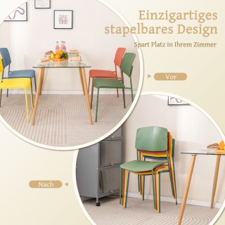 Costway Σετ 4 Πολύχρωμων Καρεκλών Τραπεζαρίας με Πλάτη Στοιβαζόμενε... Costway Σετ 4 Πολύχρωμων Καρεκλών Τραπεζαρίας με Πλάτη Στοιβαζόμενε...