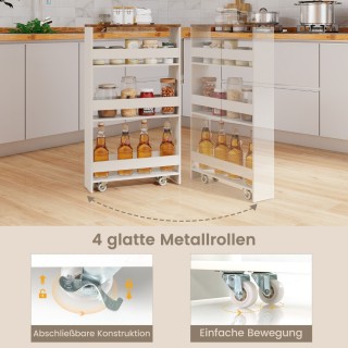 Costway Κινητό Καρότσι Αποθήκευσης με 4 Ράφια και Ρόδες για Κουζίνα...
