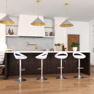 HOMCOM  Σετ 2 Περιστρεφόμενα Σκαμπό Μπαρ με Υποπόδιο, Ρυθμιζόμενο Ύ...