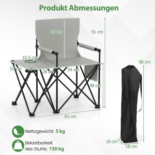 Costway  Διπλή Σειρά Πτυσσόμενων Παραλιακών Καρεκλών: Ρυθμιζόμενη Π...