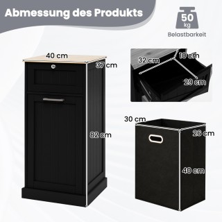 Costway  Ντουλάπα ρούχων με καλάθι, συρτάρι και μπαμπού επιφάνεια τ...