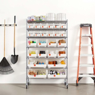 VEVOR Ράφι Αποθήκευσης με 7 Επίπεδα και 24 Κάδους, Ατσάλινο Σύστημα...