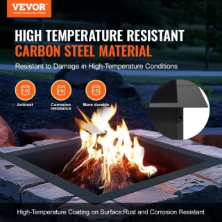 Τετράγωνο Δαχτυλίδι Πυράς VEVOR 42x42 in Εξωτερική Επένδυση Χάλυβα ...