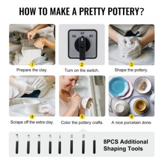 Ηλεκτρικός Τροχός Κεραμικής VEVOR 25CM με Πεντάλ και Αποσπώμενη Λεκ...