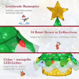 Costway 130 εκ. LED Χριστουγεννιάτικο Δέντρο με Φωτάκια LED, Αστέρι...