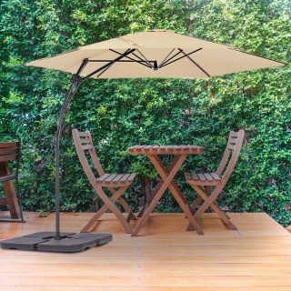 BAKAJI Ομπρέλα Κήπου Μπεζ Εκκεντρωμένη 3 x 3 μ. με Σταυρωτή Βάση κα...