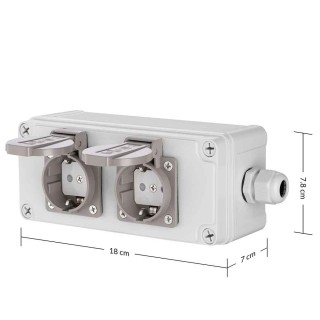 BAKAJI  Εξωτερικό Κουτί Πολύπριζου Τοίχου με 2 Αδιάβροχες Πρίζες Sc...