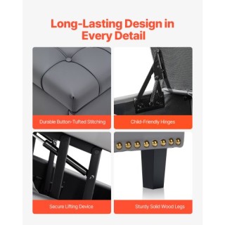 VEVOR Στρογγυλός Δερμάτινος Οθωμανός με Αποθήκευση για Σαλόνι PGJDF...