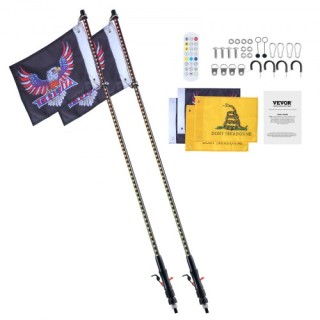 VEVOR Φωτεινή Κεραία LED 2ΤΜΧ 4FT RGB με Σημαία & Remote App για AT...