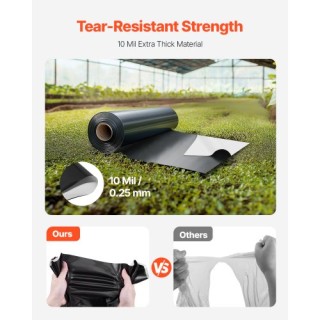 VEVOR Ρολό Πλαστικού 10Mil 10 x 100 FT Βαρέως Τύπου Μαύρο & Λευκό S...