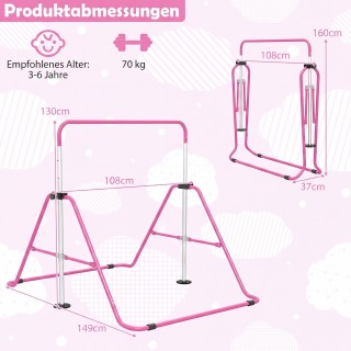 Costway Ρυθμιζόμενη Παιδική Γυμναστική Μπάρα 90-130 cm, Αναδιπλούμε...