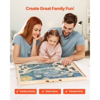 VEVOR Φορητός Ξύλινος Πίνακας Παζλ με Συρτάρια 1500 Κομματιών (86x6...
