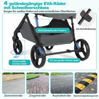 Costway Πτυσσόμενο Καρότσι 3 σε 1 με Αναστρέψιμο Κάθισμα και Θέση Ύ...