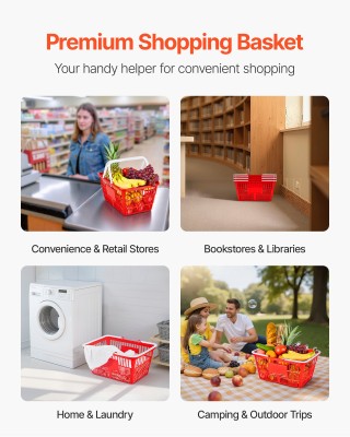 VEVOR Σετ 4 Κόκκινων Πλαστικών Καλαθιών Αγοράς με Χειρολαβές DSBDGW... VEVOR Σετ 4 Κόκκινων Πλαστικών Καλαθιών Αγοράς με Χειρολαβές DSBDGW...