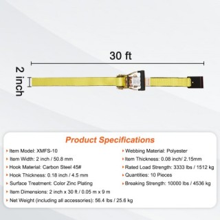 Δέστρες VEVOR Ratchet (10 τεμ), 10000 lb, 2 x 30, για Μεταφορές & Α... Δέστρες VEVOR Ratchet (10 τεμ), 10000 lb, 2 x 30, για Μεταφορές & Α...