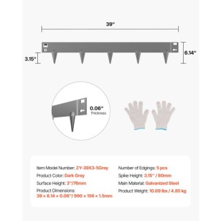 VEVOR Ανθεκτική Μεταλλική Περιμετρική Επένδυση Κήπου σε Σκούρο Γκρι... VEVOR Ανθεκτική Μεταλλική Περιμετρική Επένδυση Κήπου σε Σκούρο Γκρι...