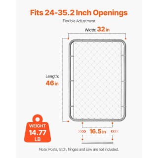 VEVOR Πύλη Φράχτη 2-6 ft x 4 ft Χωρίς Κολώνες SWHYM3246INCVKIDSV0